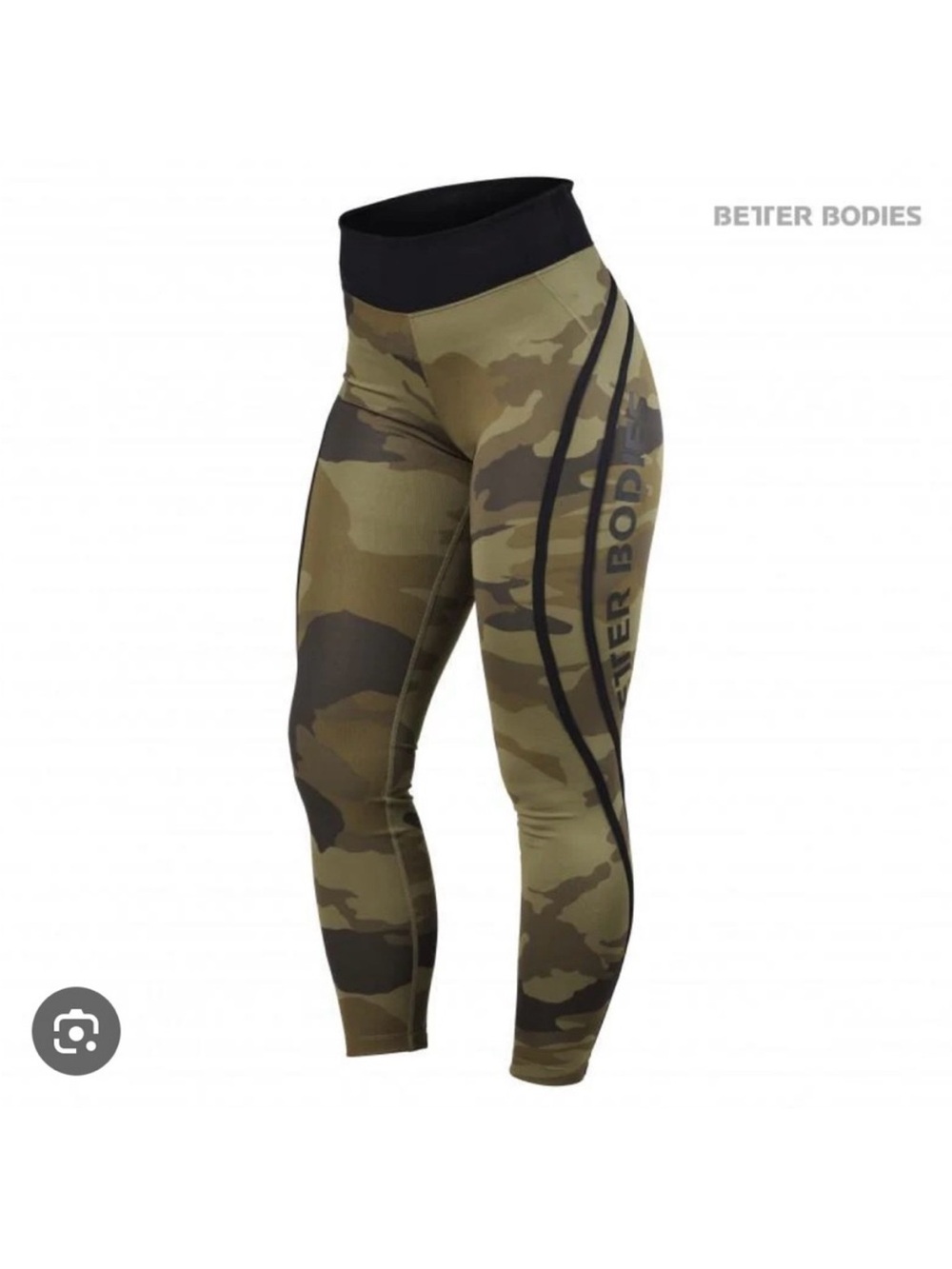 BETTER BODIES Camo High-Waist Leggings in Olive and Black